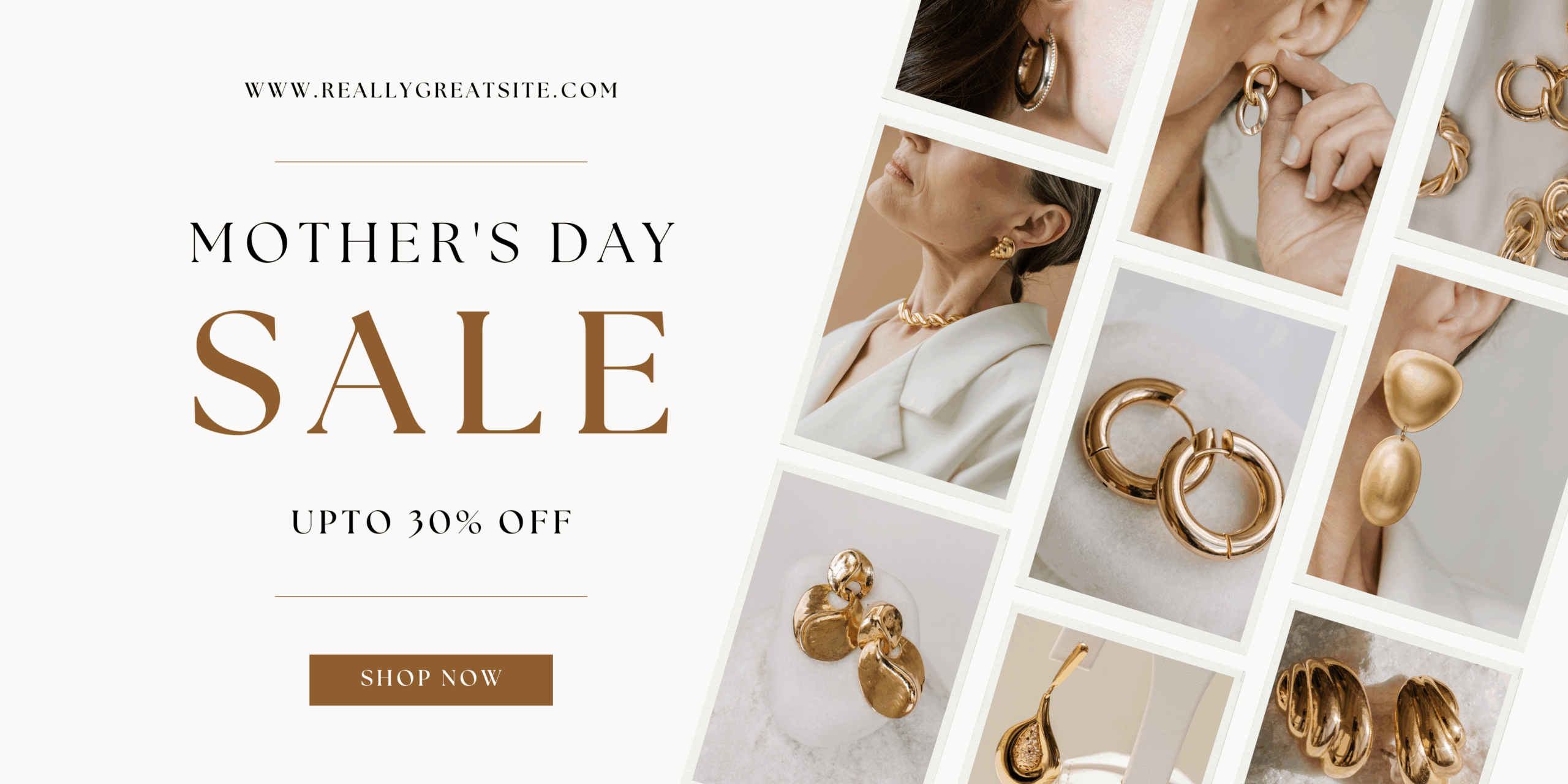 Beige Minimalist Mother's Day Sale Promotional Banner